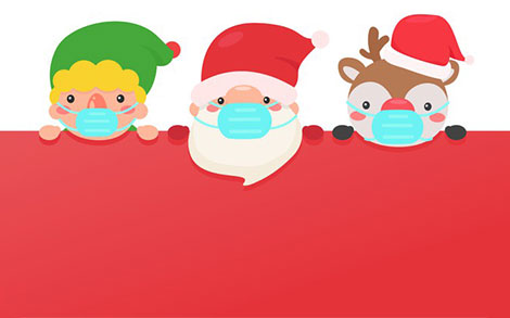بنر بابانوئل و گوزن با ماسک - Santa elves and reindeer wear masks to prevent the coronavirus