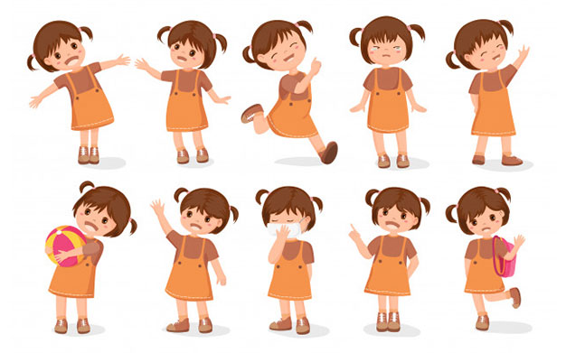 مجموعه کاراکتر کارتونی دختر بچه – Set girls characters cartoon style