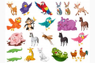 مجموعه کاراکتر کارتونی حیوانات - Set of many cute animals