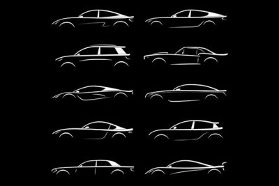 مجموعه ماشین خطی به صورت سایه – Set of white silhouette car