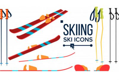 مجموعه آیکون لوازم اسکی - Skiing icon set Premium Vector