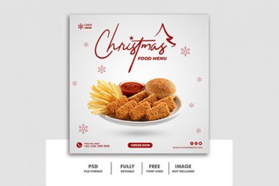 بنر تبلیغ غذا برای کریسمس مناسب اینستاگرام - Social media post for christmas fastfood menu