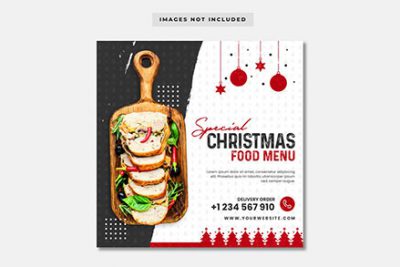 بنر تبلیغ غذا برای کریسمس مناسب اینستاگرام - Christmas food menu instagram banner