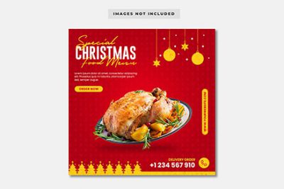بنر تبلیغ غذا برای کریسمس مناسب اینستاگرام - Christmas food menu instagram post