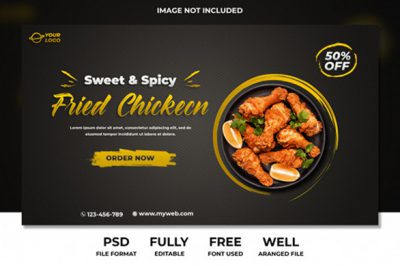 بنر تبلیغ فست فود مناسب اینستاگرام - Special fried chicken web banner