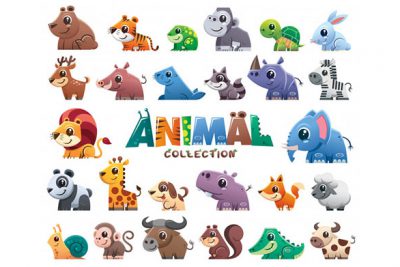 مجموعه کاراکتر کارتونی حیوانات جنگل - Wild animals cartoons collection