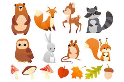 مجموعه کاراکتر کارتونی حیوانات وحشی - Wild forest animals