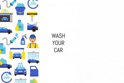 آیکون و لوگو کارواش – With car wash flat icons and place for text