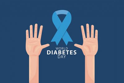 بنر روز جهانی دیابت - World diabetes day with blue ribbon
