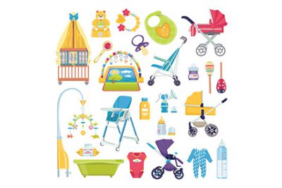 مجموعه لوازم جانبی نوزاد - Newborn accessories illustrations set