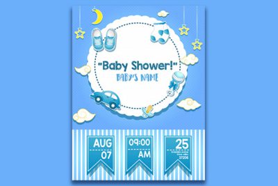 کارت دعوت جشن حمام کودک پسرانه - Baby shower invitation card design for boy