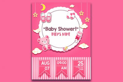 کارت دعوت جشن حمام کودک دخترانه - Baby shower invitation card for girl
