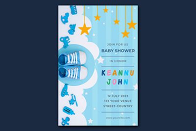 کارت دعوت جشن حمام کودک پسرانه - Baby shower invitation template for boy