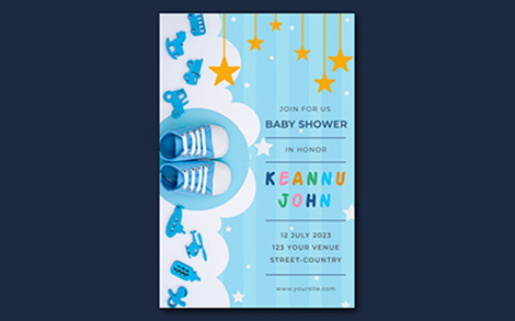 کارت دعوت جشن حمام کودک پسرانه - Baby shower invitation template for boy