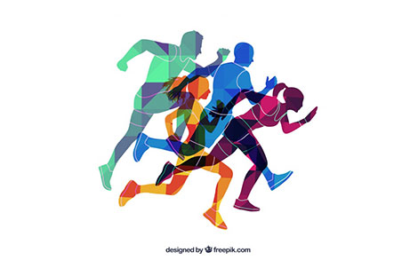 مجموعه کاراکتر دونده سایه رنگی - Colored silhouettes of runners