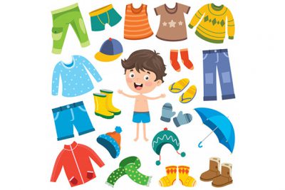 کاراکتر پسربچه و لباس های رنگارنگ برای کودکان – Colorful clothes for little children