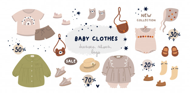 مجموعه لباس نوزاد و کودک - Cute childish set with baby cloth