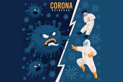 کاراکتر کادر درمان با لباس ایمنی مبارزه با ویروس کرونا – Fighting coronavirus