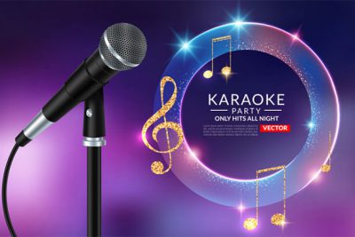 پوستر میکروفن - Karaoke party invitation poster flyer