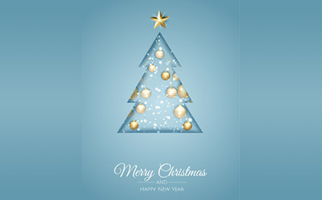 کارت تبریک کریسمس مبارک با درخت سال نو - Merry christmas greeting card with new years tree