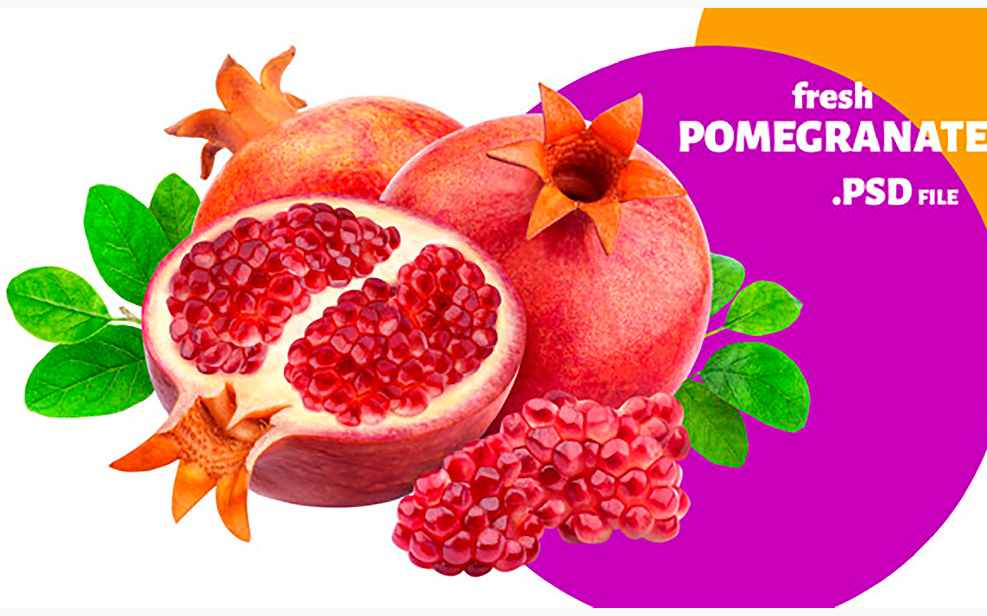 بنر انار شب یلدا - Pomegranate fruits banner isolated