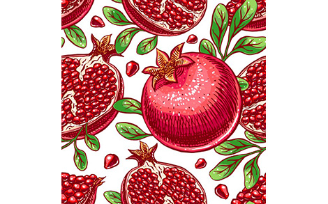 بک گراند انار و دانه هایش - Seamless background ripe sketch pomegranate