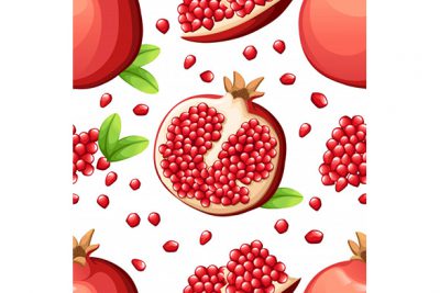 پترن انار و دانه هایش - Seamless pattern of pomegranate and fresh seeds of pomegranates