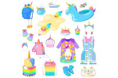 مجموعه لباس و لوازم کودک یونیکورن - Unicorn cartoon kids accessories