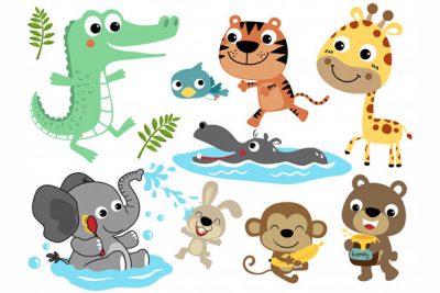 مجموعه کاراکتر کارتونی حیوانات بامزه - Vector set of funny animals cartoon