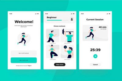 طرح قالب اپلیکیشن ورزشی - Workout tracker app screens