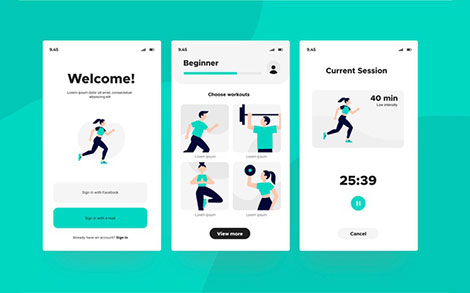 طرح قالب اپلیکیشن ورزشی - Workout tracker app screens