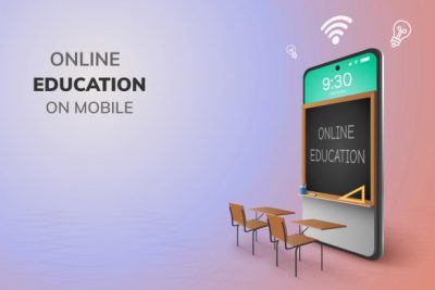 بنر آموزش آنلاین در موبایل - Digital online education internet