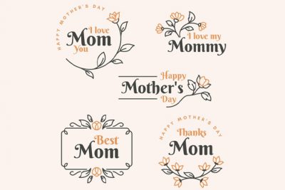 مجموعه لیبل روز مادر – Flat mother's day label set