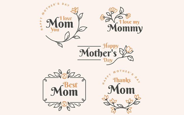 مجموعه لیبل روز مادر – Flat mother's day label set