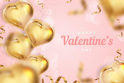بنر طلایی روز ولنتاین - Golden valentine's day background