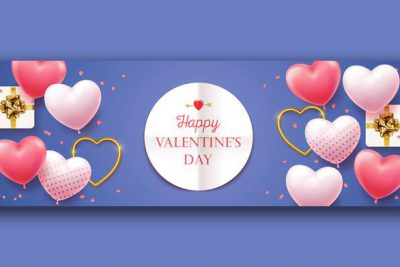 بنر تبریک روز ولنتاین افقی - Happy valentine's day horizontal banner for the website