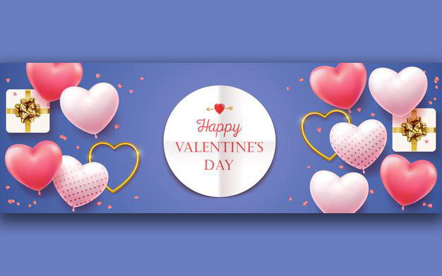 بنر تبریک روز ولنتاین افقی - Happy valentine's day horizontal banner for the website