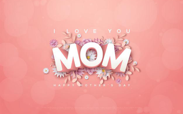 کارت روز مادر با متن برجسته 3 بعدی روی کارت صورتی – Mother's day card
