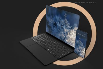 موکاپ لپ تاپ و گوشی هوشمند - Realistic laptop and smartphone mockup