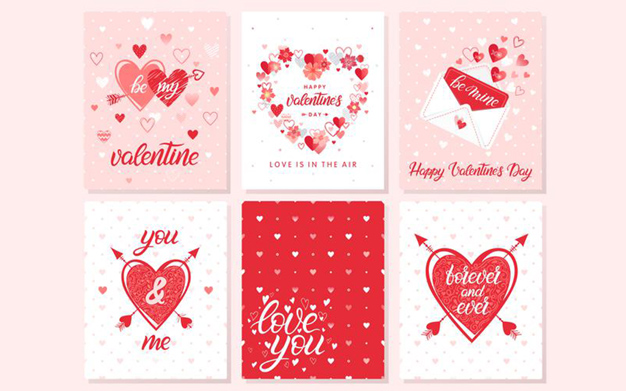 مجموعه پست اینستاگرام روز ولنتاین - Set of creative valentines day cards