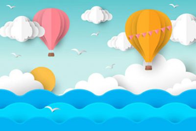 بک گراند بالن ها در هوای گرم تابستان – Summer background with hot air balloons