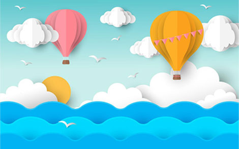 بک گراند بالن ها در هوای گرم تابستان – Summer background with hot air balloons
