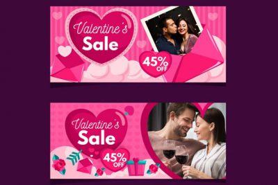 بنر آگهی های فروش روز ولنتاین - Valentines day sale banners template