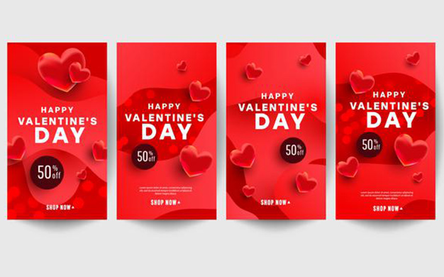 مجموعه بنر روز ولنتاین مناسب استوری اینستاگرام - Valentines day banner stories on social media