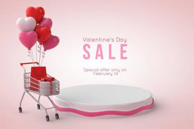 موکاپ سه بعدی از مدل تریبون روز ولنتاین خرید آنلاین - 3d illustration of valentine's day podium mockup
