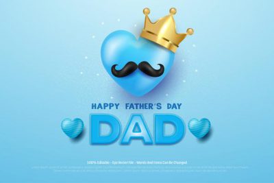 بنر تبریک روز پدر - Editable happy fathers day crown and mustache in blue