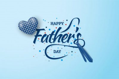 بنر تبریک روز پدر - Father's day background with blue balloon and tie