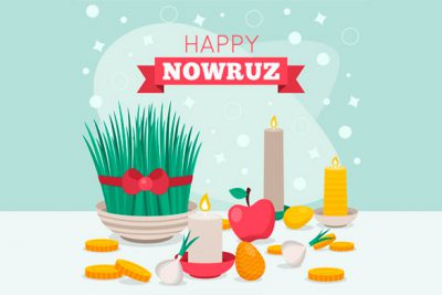 پوستر تبریک نوروز - Flat nowruz elements illustrated