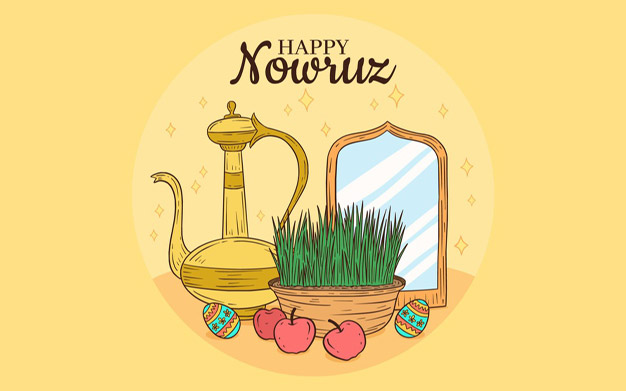 پوستر تبریک نوروز - Hand-drawn happy nowruz illustration