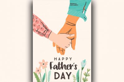 بنر تبریک روز پدر با دست پدر و بچه - Happy fathers day. vector illustration